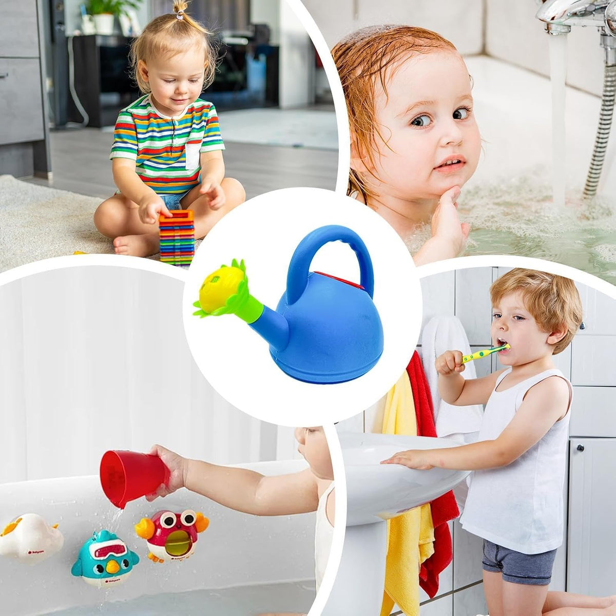 Children's watering can with flower mouth – Colorful plastic watering can for little gardeners
