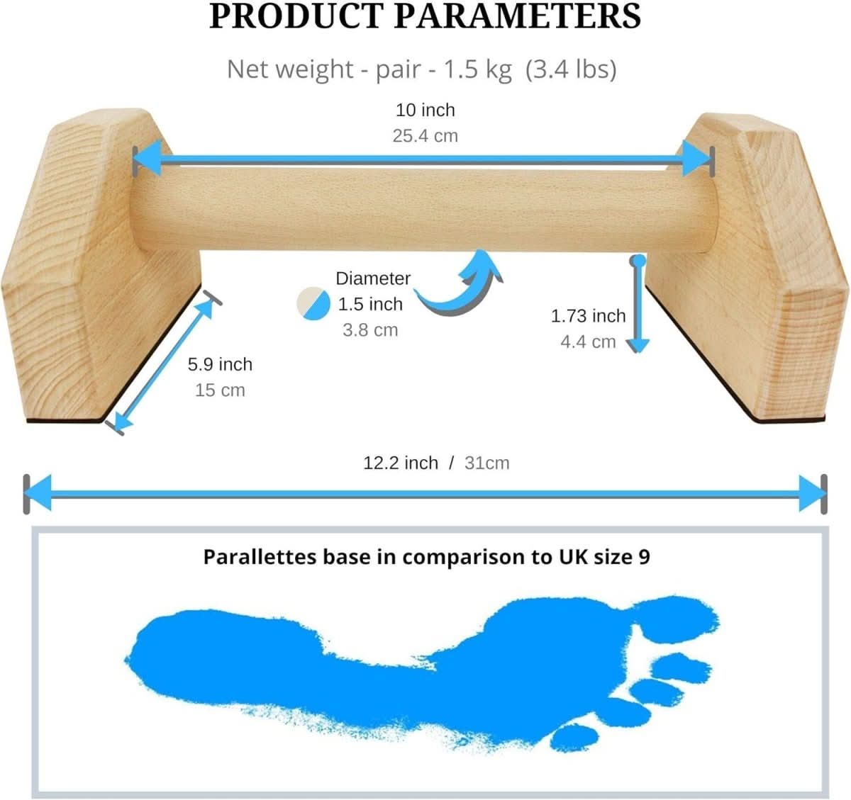 wooden push-up bars for stable calisthenics training