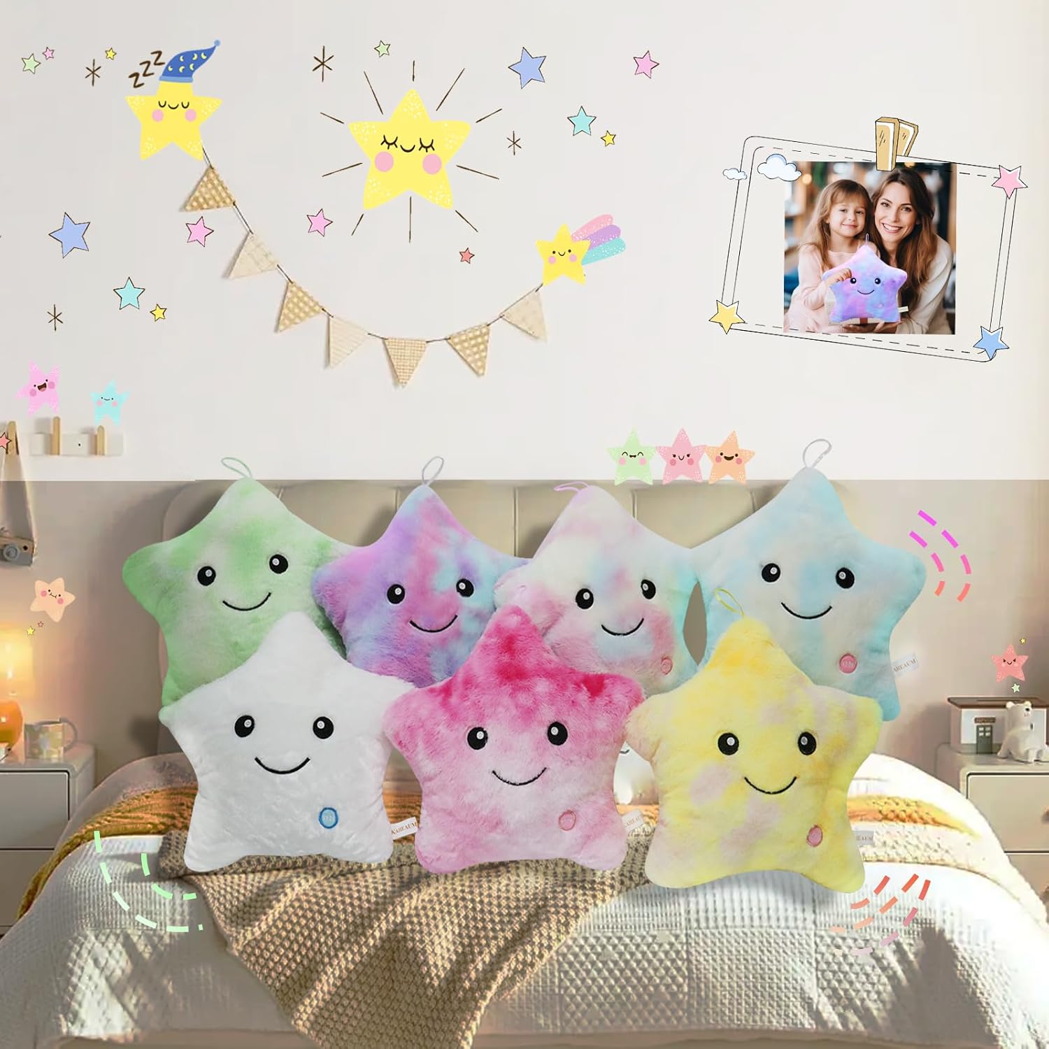 Bright LED Star Cuddly Pillow for Kids