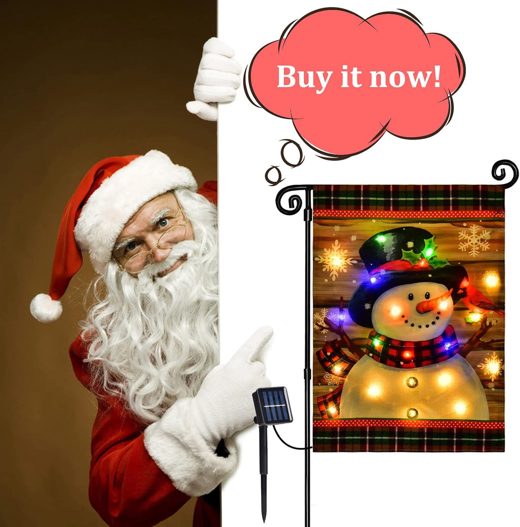 Illuminated Snowman Garden Flag - FrostyFlag