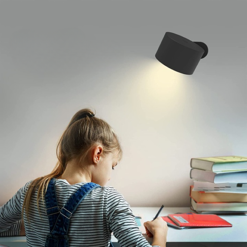 LED Wall Lights, Wall-mounted Lamps with Rechargeable Battery, 3 Color Temperatures & 3 Brightness Levels, 360° Rotatable Magnetic Ball, Wireless Wall Lights for Study, Reading, Nightstand