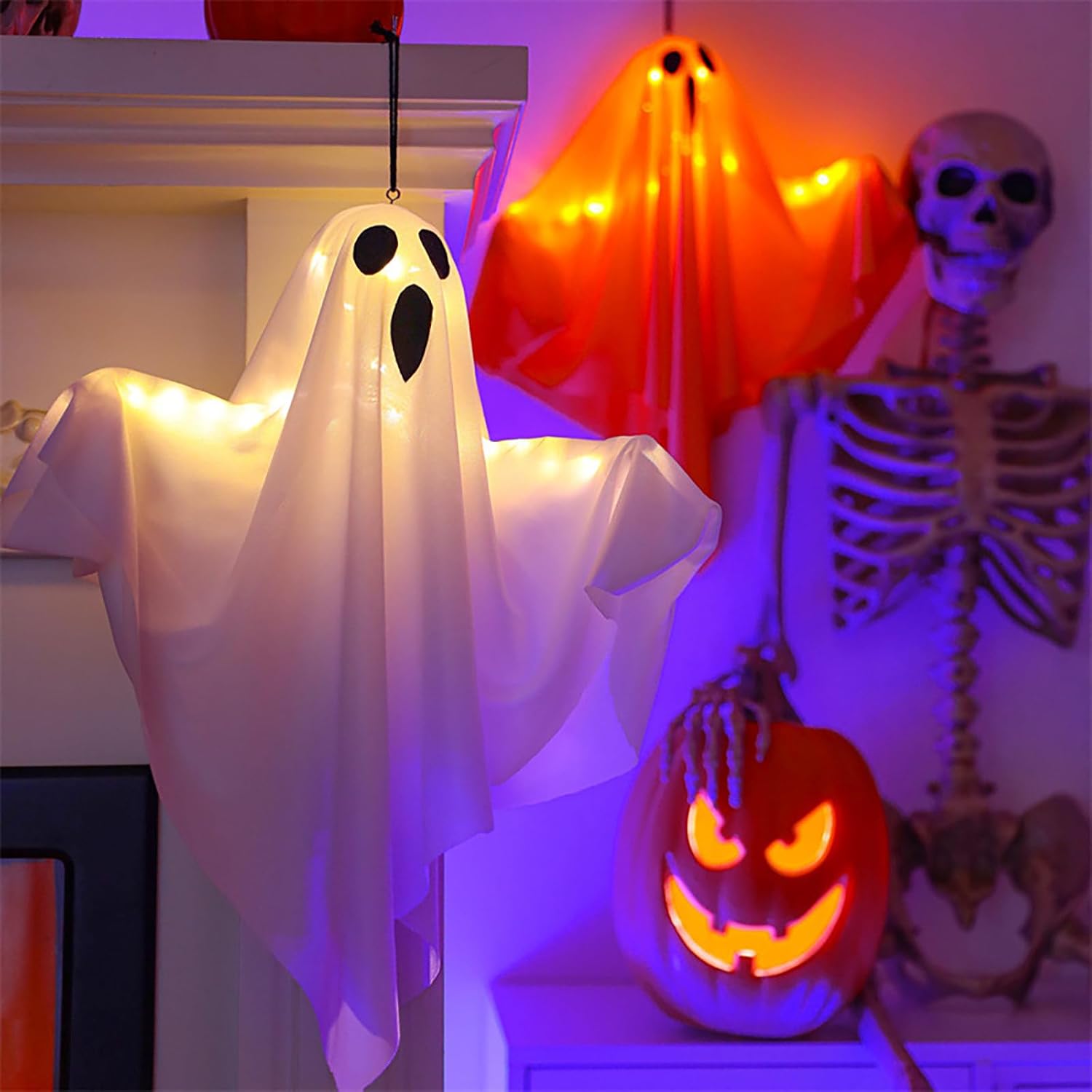 Halloween Lights Hanging Fabric Ghost Decorations