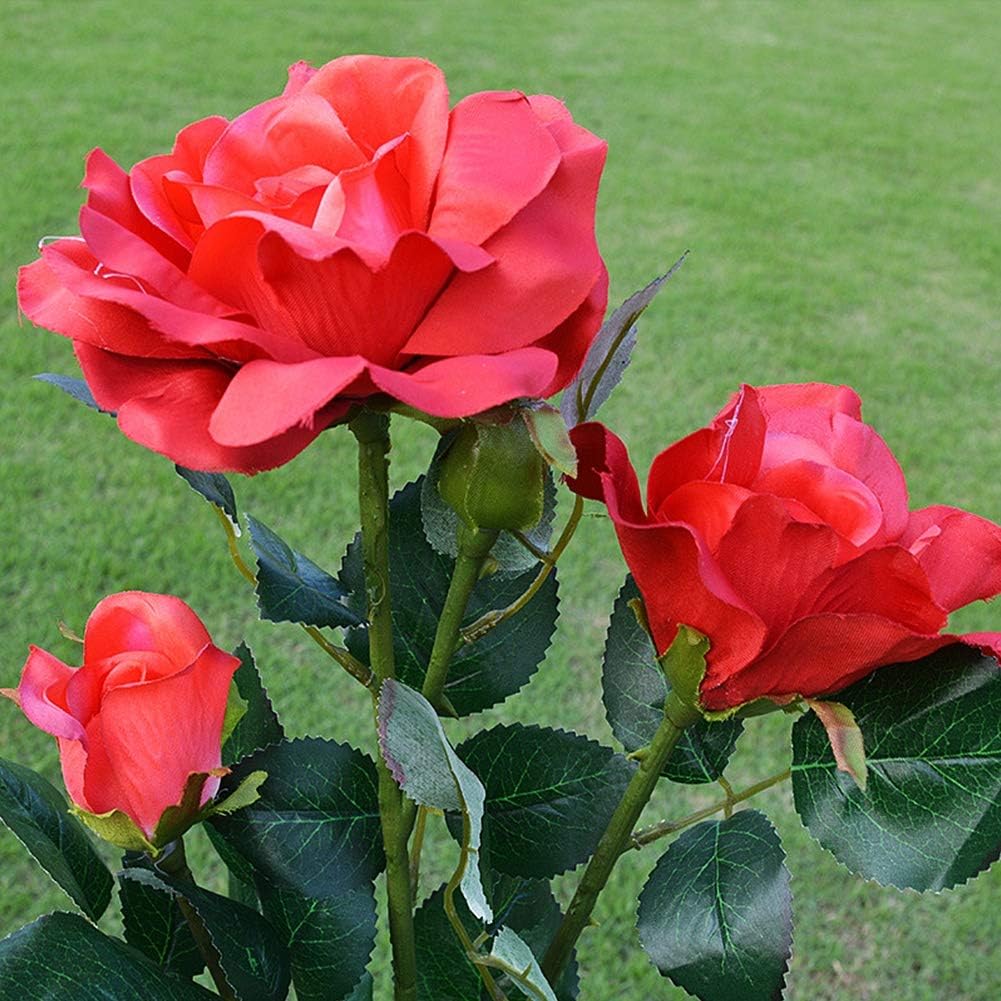 Solar-powered rose lights – garden stakes with solar panel for decorative lighting