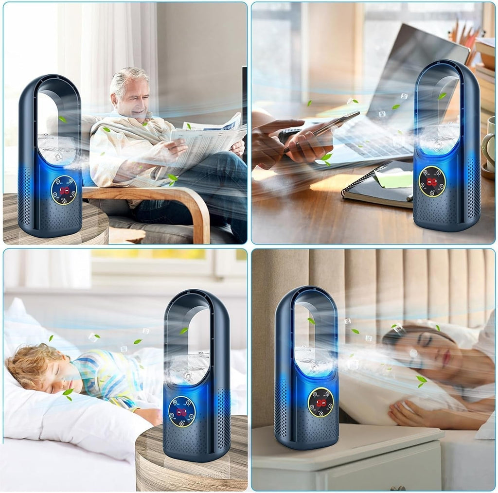 Bladeless Portable Fan | Ultra-Quiet, Ergonomic Design & Ideal for Home and Office Use