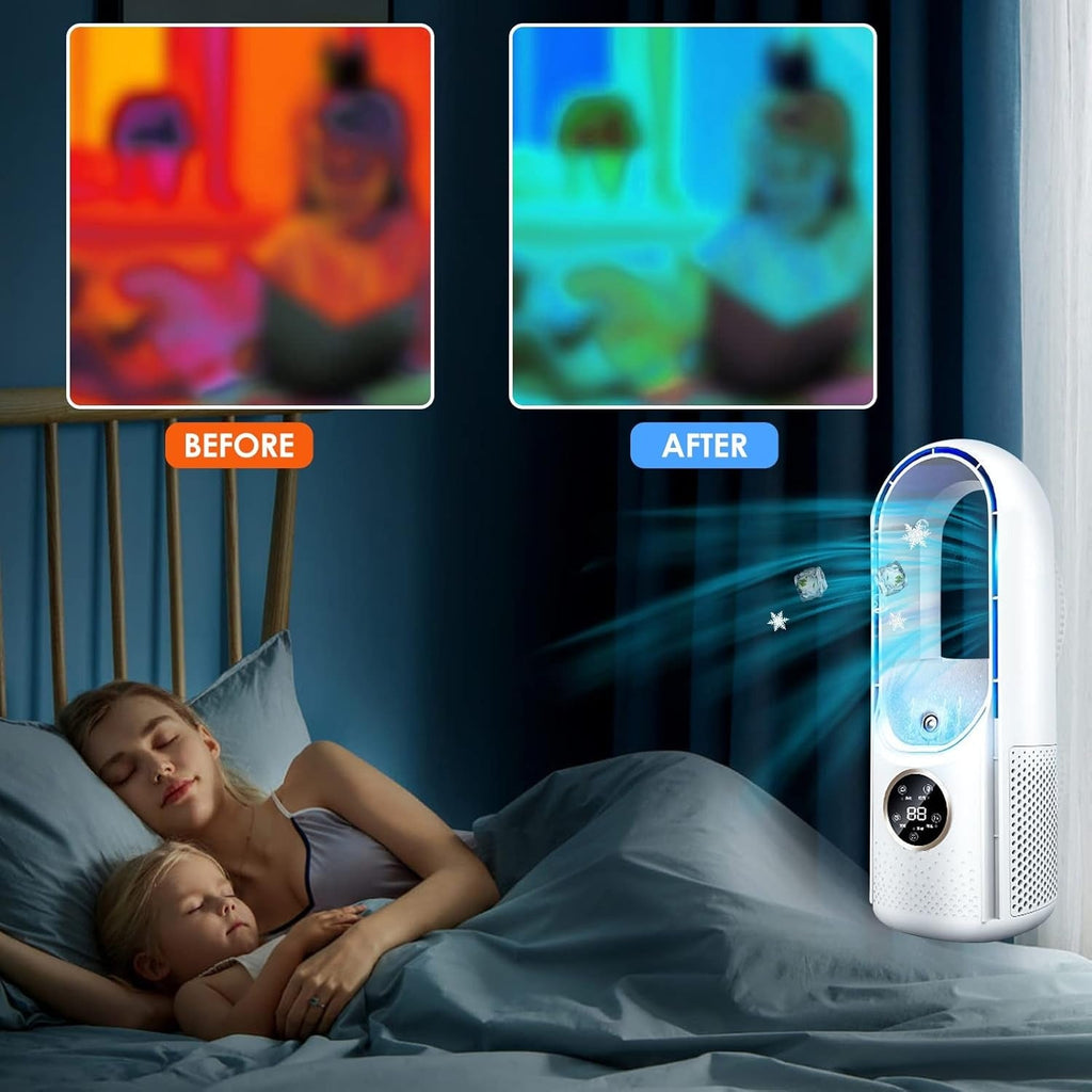 Bladeless Portable Fan | Ultra-Quiet, Ergonomic Design & Ideal for Home and Office Use