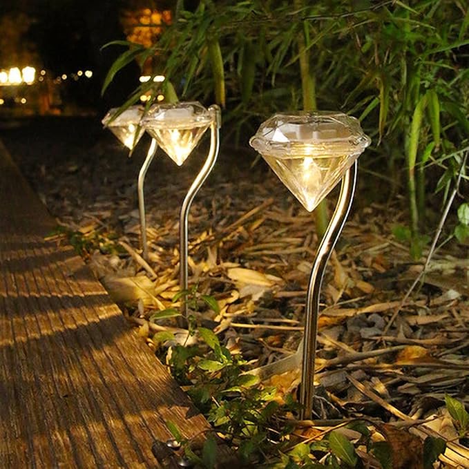 Solar Garden Light in Diamond Shape – LED Lamps for Outdoor Decoration and Lighting