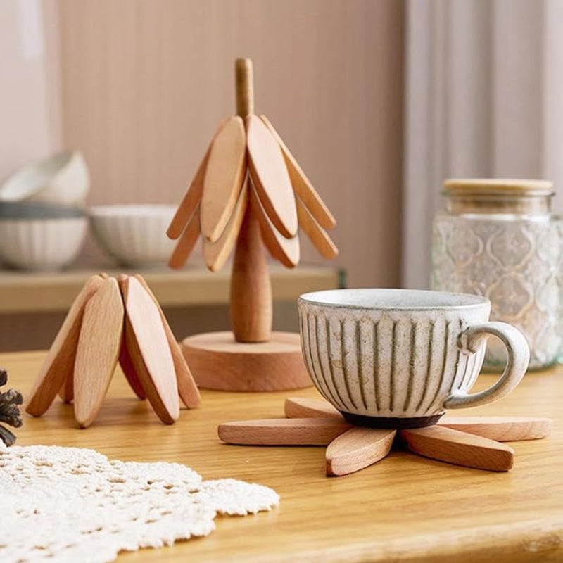 Wooden Tree Coaster Set