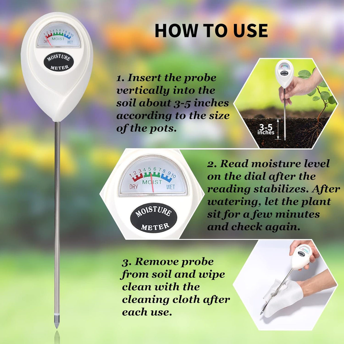 Soil moisture meter for precise moisture measurement in soil – Ideal for plant care