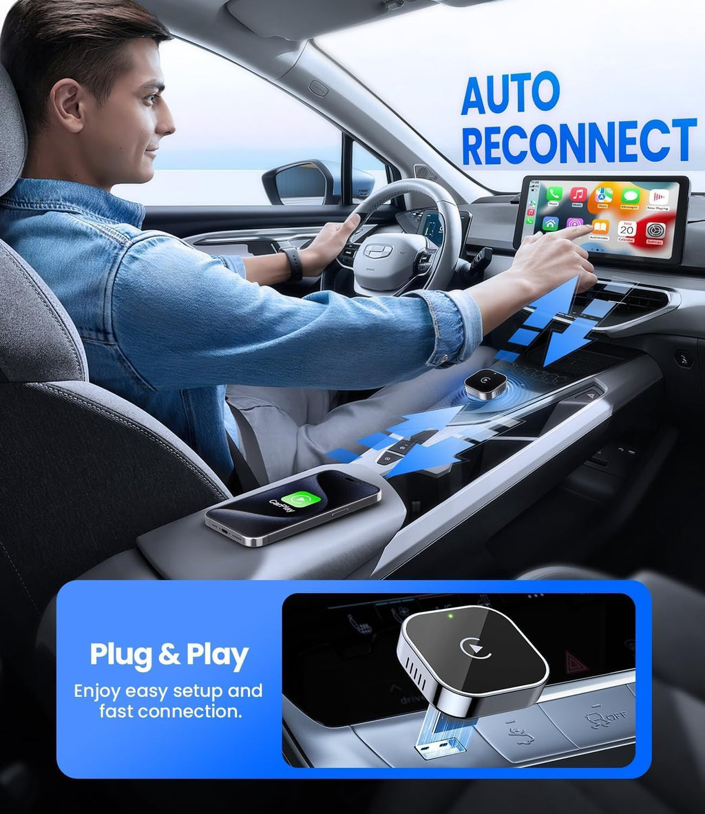 Mini Wireless CarPlay Adapter with Dual-Band Connection and Compact Design – Novaro