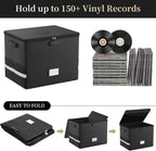 Fireproof Record Storage Case – Waterproof Organizer for 150+ 12-Inch Records – Arcion