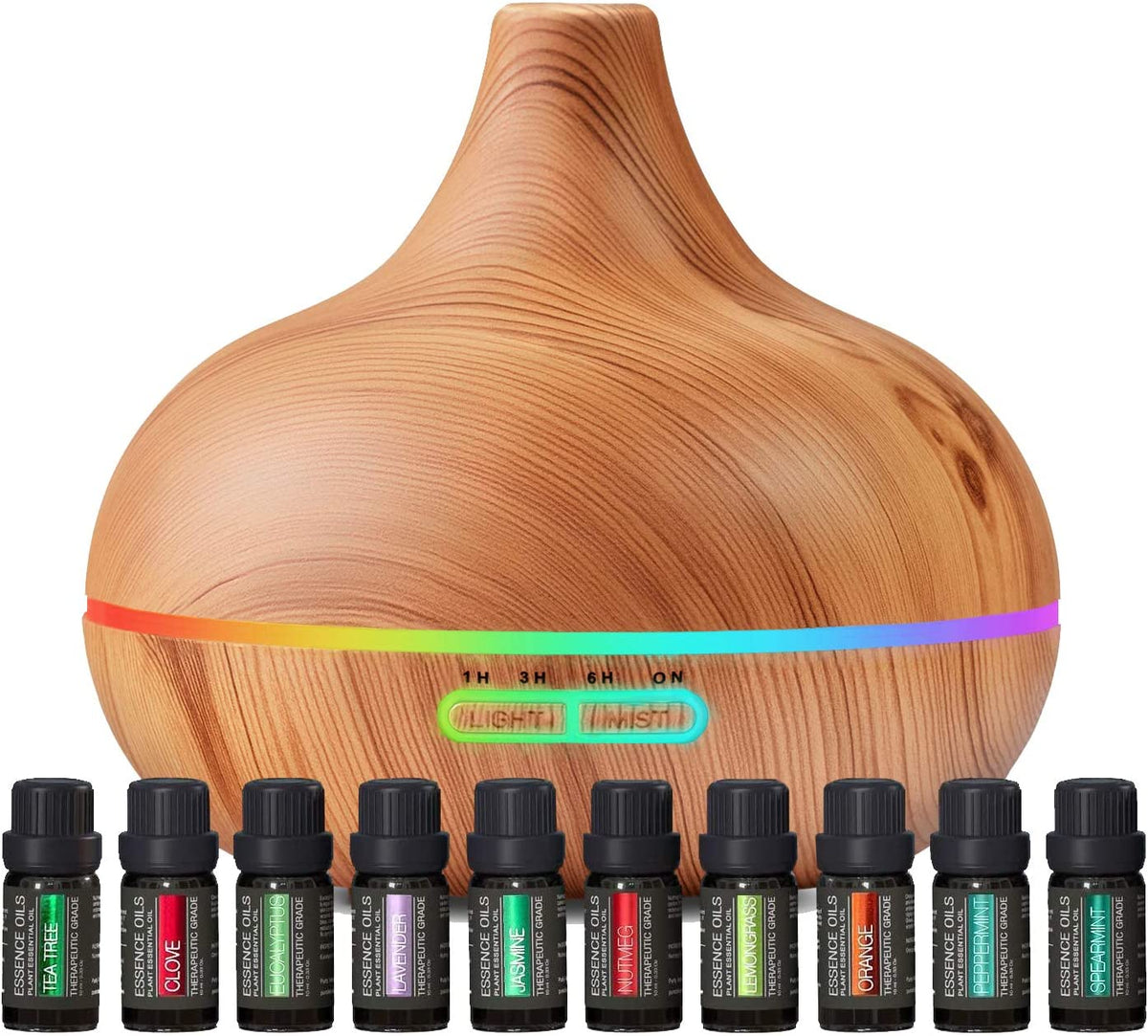 Ultrasound Diffuser & Top 10 Essential Oils - 400ml Diffuser