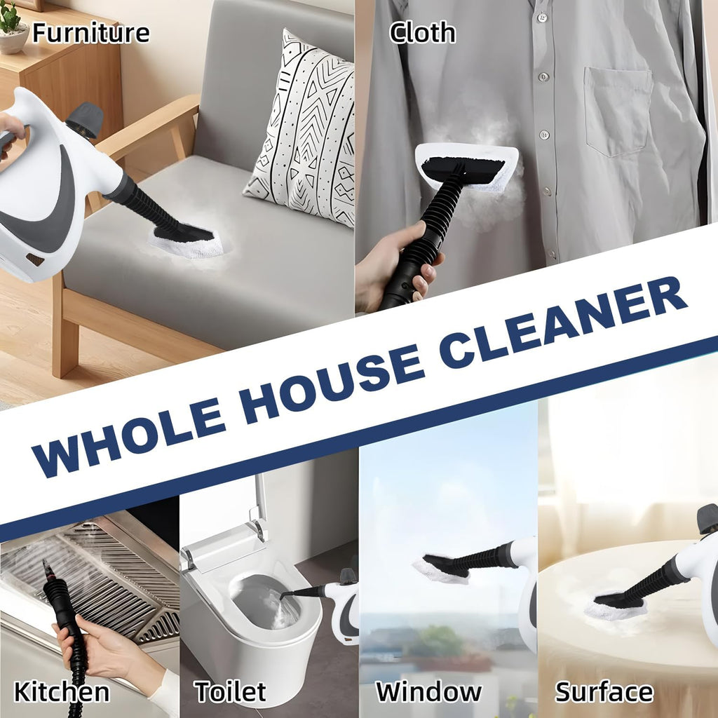 High-Pressure Handheld Steam Cleaner with 9-Piece Accessory Kit – Valtira