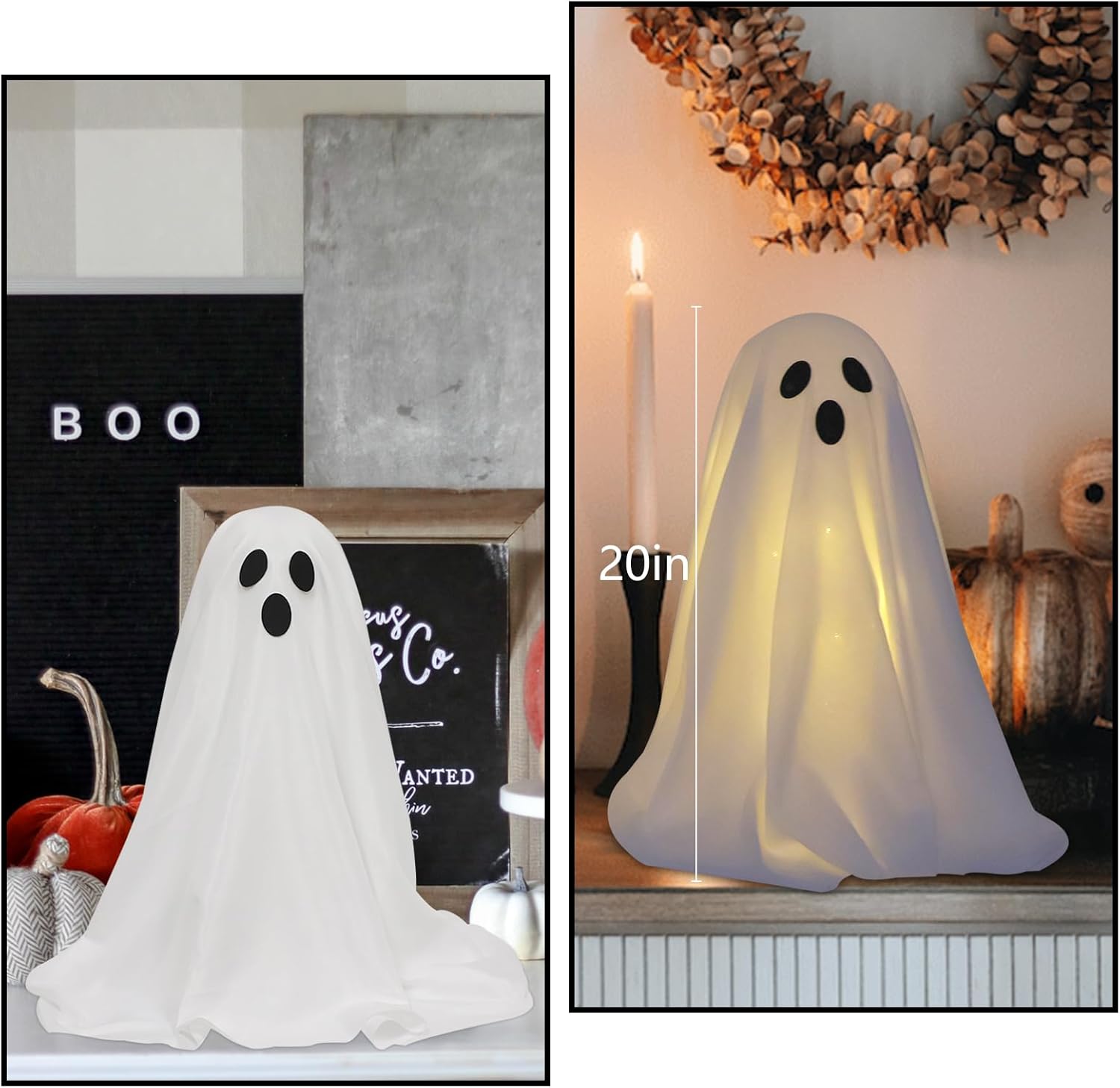 SPOOKY GHOST HALLOWEEN DECOR - STRING LIGHTS BATTERY OPERATED