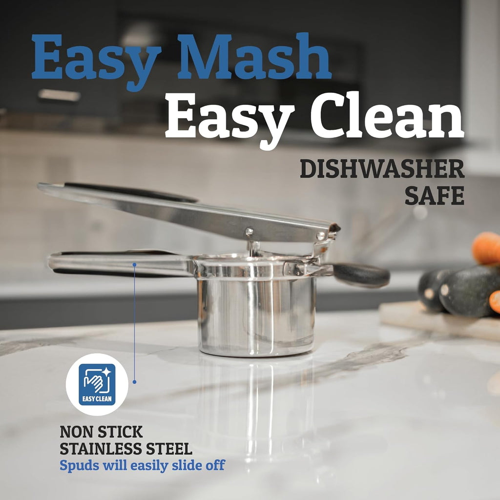 PureMasher Pro Stainless Steel Potato Masher 15oz | Extra Large Capacity | For Mashed Potatoes, Vegetables & Fruits | Lump-Free & Durable
