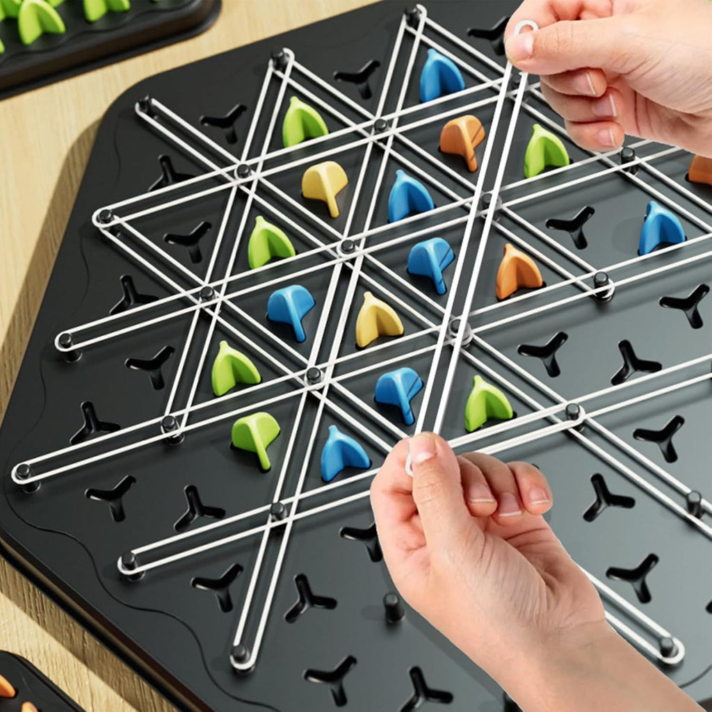 Rubber band chess thinking game