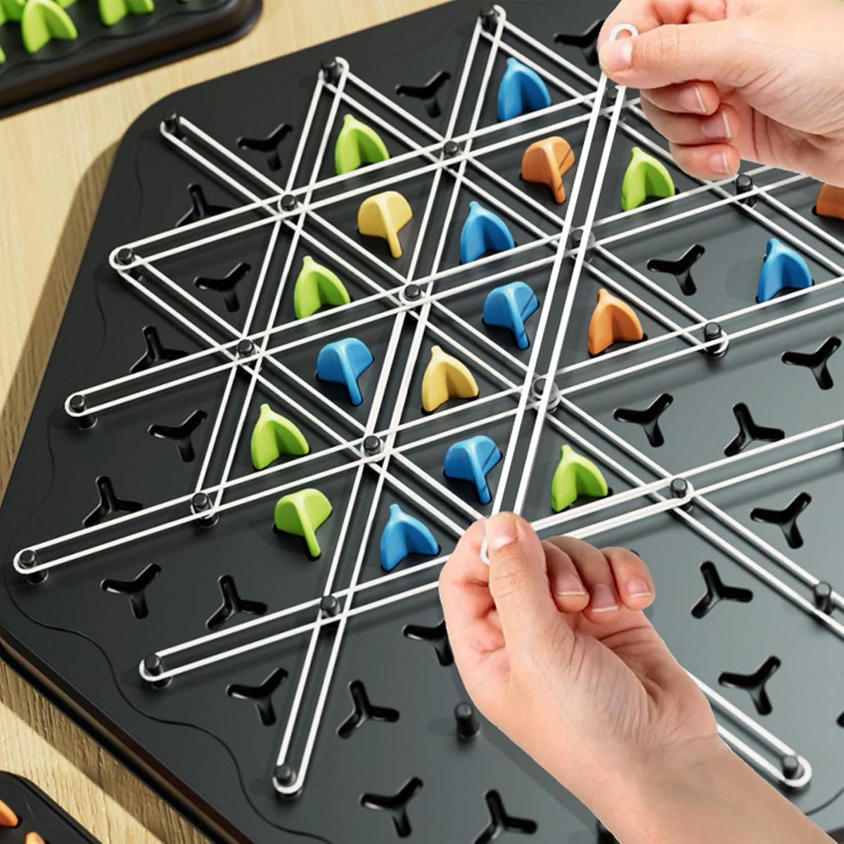 Rubber band chess thinking game