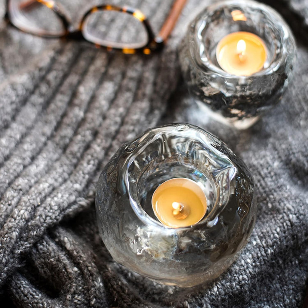 Glass Tealight Holder – Decorative Candle Holder made of Clear Glass for Cozy Lighting