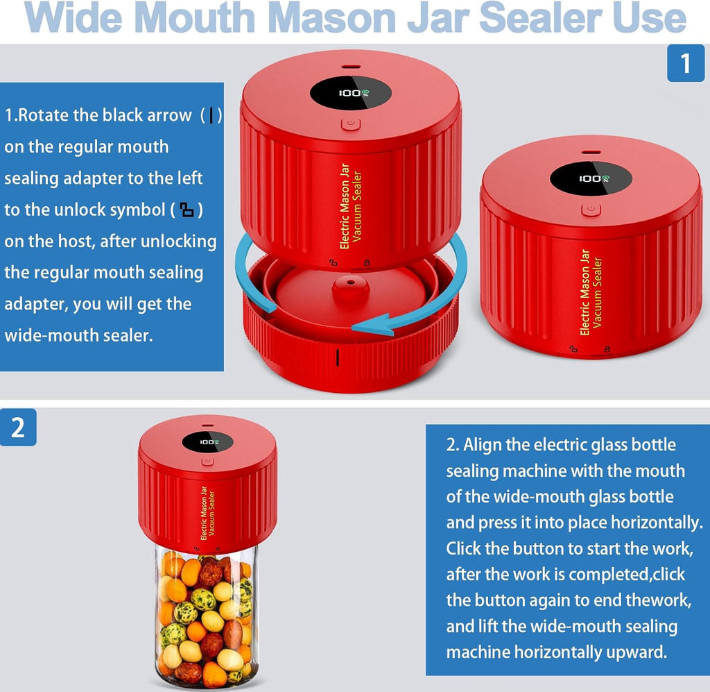Electric Mason Jar Vacuum Sealer Set - Preserve Freshness Quickly!
