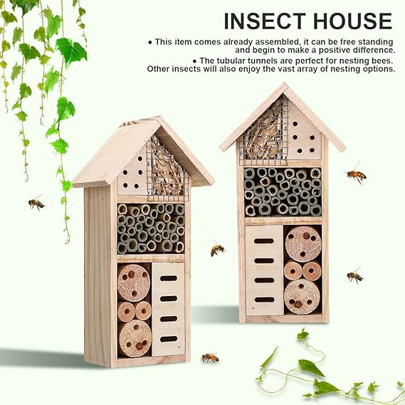 Insect house made of wood – Bee and insect friendly habitat for garden and terrace