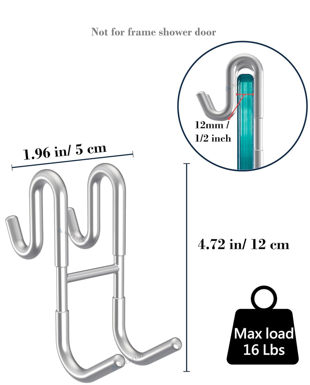 Rust-resistant door-mounted shower hook – Strong multifunctional hanging hook