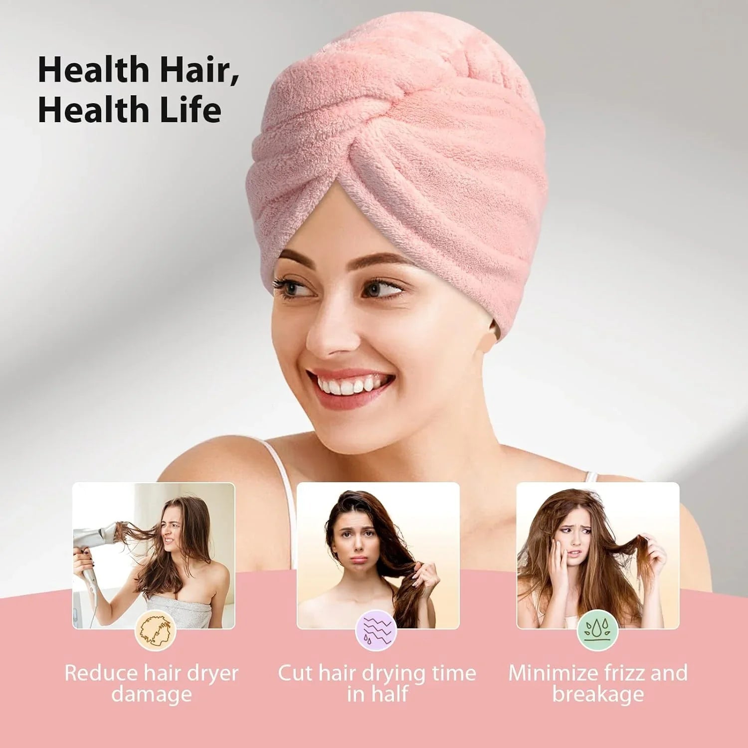 Microfiber Hair Towel Set | 3 Pack for Quick Drying