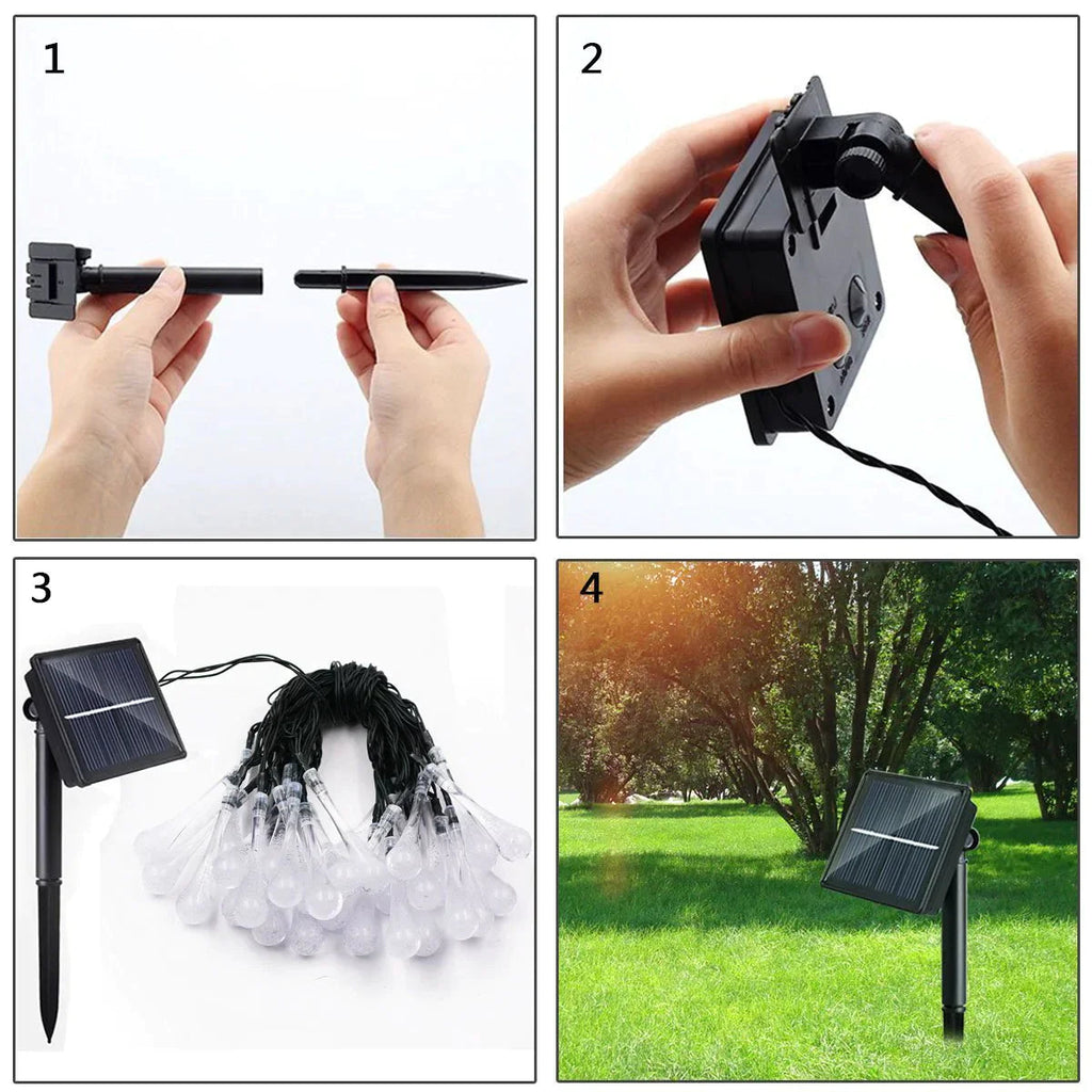 Outdoor Solar String Lights, Garden Decor LED Water Drop Waterproof Lights