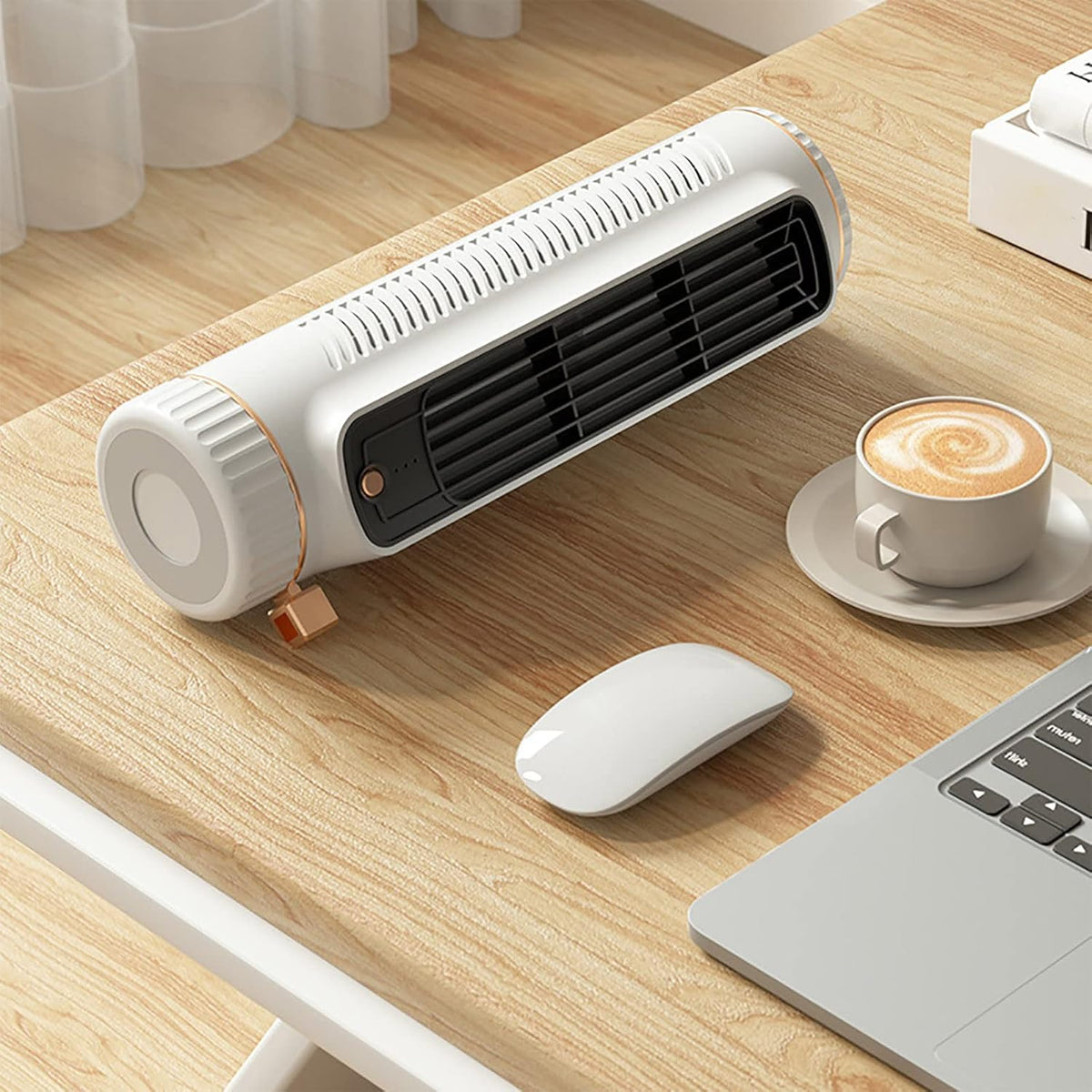 USB Rechargeable Desktop Tower Fan – Ultra-Quiet 3-Speed Circulator with Wide-Angle Airflow