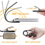 Buy 9 LED USB rechargeable reading lamp for reading in bed - eye-friendly, stepless dimmable | Small lightweight clip-on reading lamp