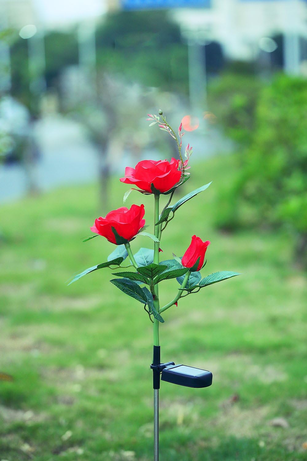 Solar-powered rose lights – garden stakes with solar panel for decorative lighting