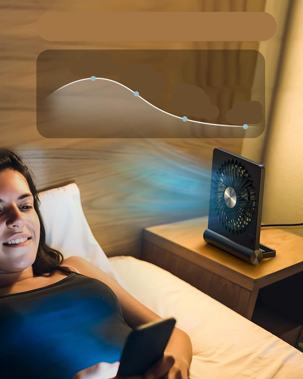 Ultra-Quiet Table Fan with USB – Compact & Powerful