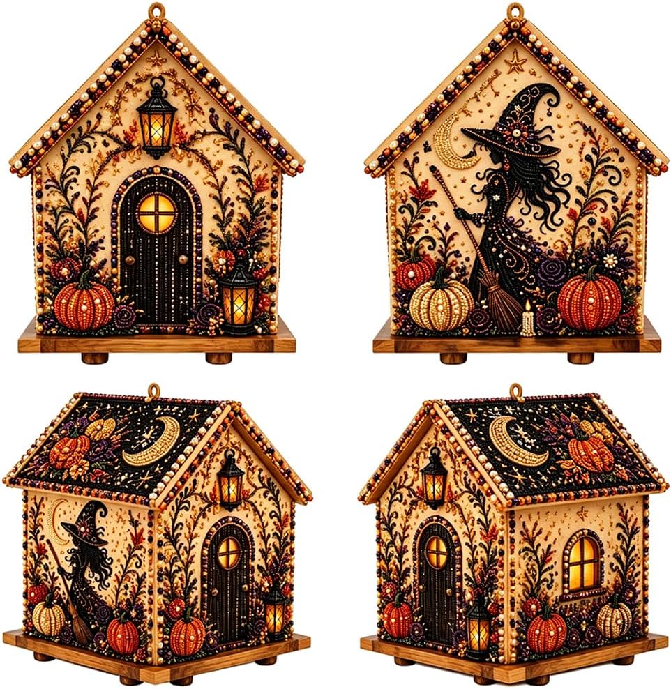 Halloween Wooden House 3D Rhinestone Diamond Art DIY Kit
