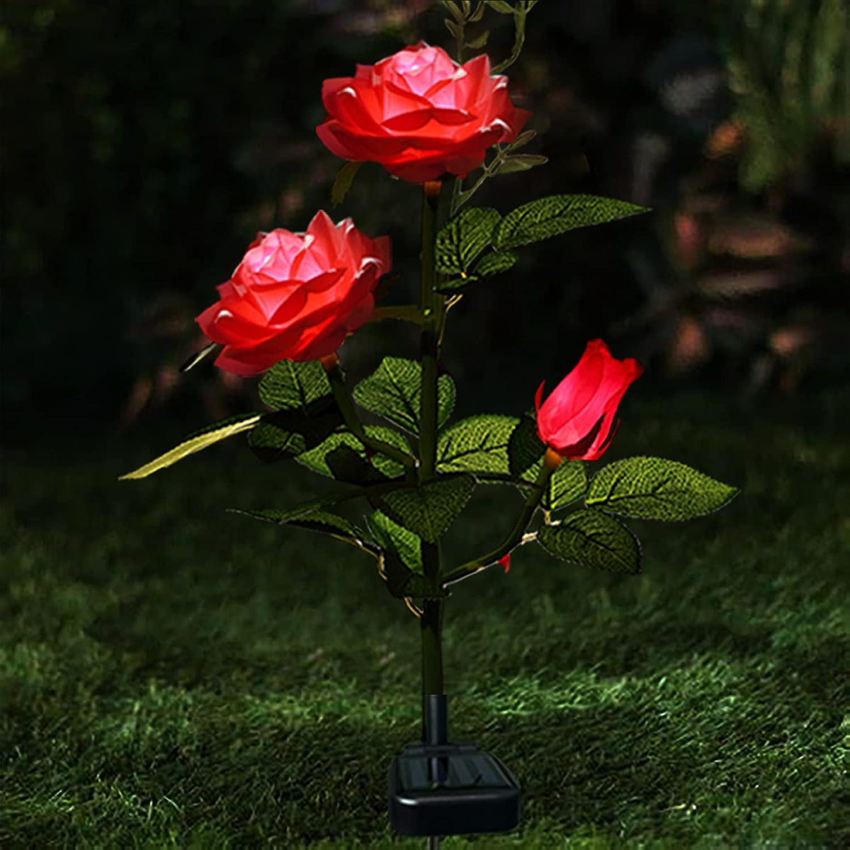 Solar-powered rose lights – garden stakes with solar panel for decorative lighting