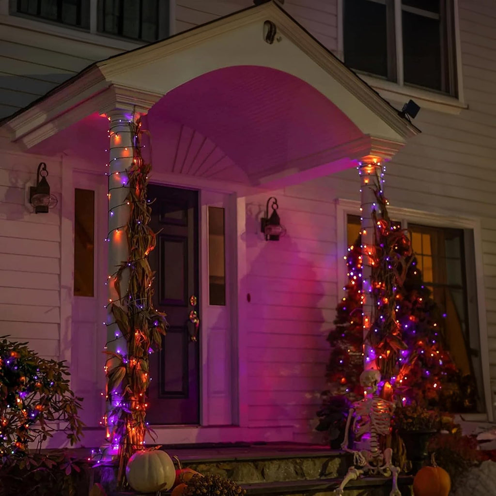 Halloween LED String Lights – Purple and Orange Fairy Lights for Outdoor Terrace, Garden, Street, Home, Christmas, and Party Decor