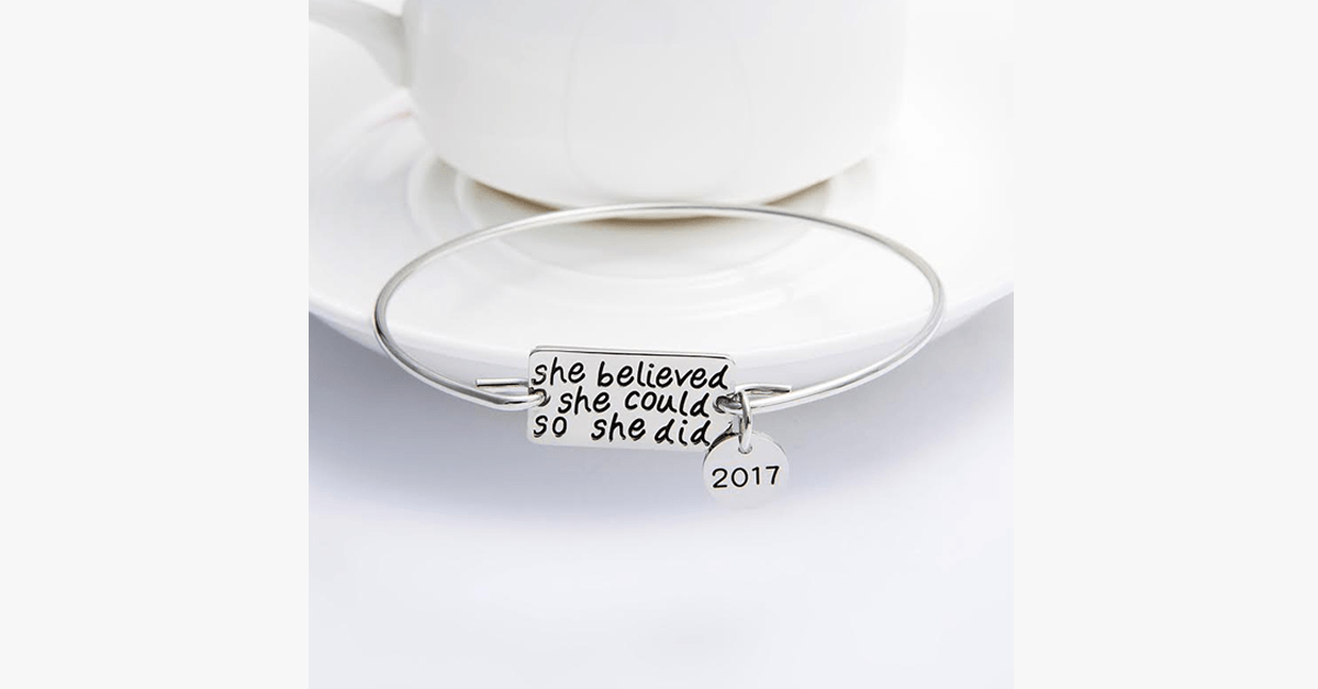 She believed she could, so she did bracelet with 2017 charm