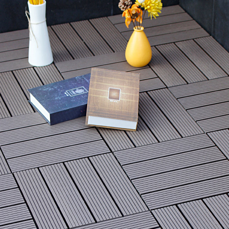 12" X 12" 4-Slat Square Deck/Patio Floor Tiles Snap Installation Floor Plank Tiles
