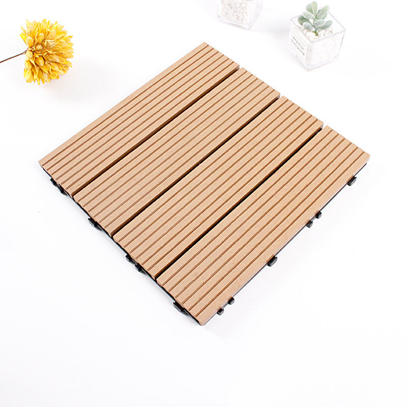 12" X 12" 4-Slat Square Deck/Patio Floor Tiles Snap Installation Floor Plank Tiles