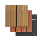 12" X 12" 4-Slat Square Deck/Patio Floor Tiles Snap Installation Floor Plank Tiles