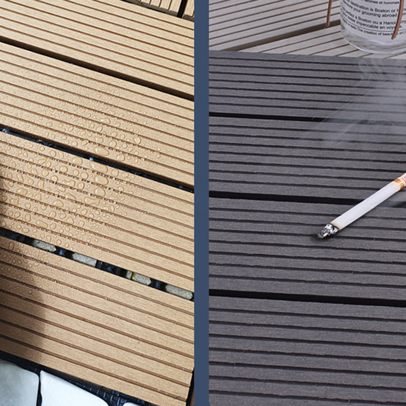 12" X 12" 4-Slat Square Deck/Patio Floor Tiles Snap Installation Floor Plank Tiles