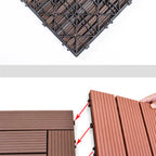 12" X 12" 4-Slat Square Deck/Patio Floor Tiles Snap Installation Floor Plank Tiles