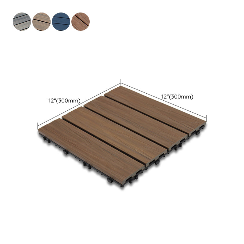 12" X 12" 4-Slat Square PVC Floor Tiles Snap-Fit Installation Floor Tiles