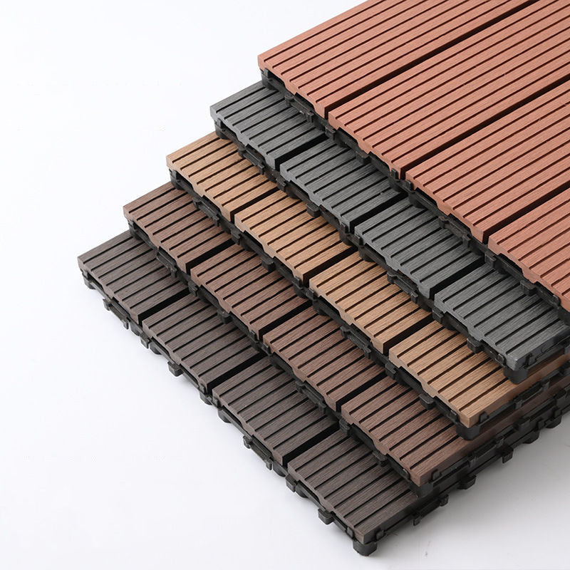 Composite Plank Tiles Striped Pattern Square Deck Flooring Outdoor Patio