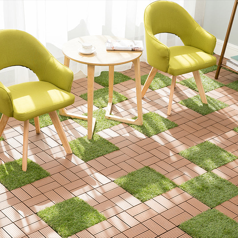 Composite Plank Tiles Striped Pattern Square Deck Flooring Outdoor Patio
