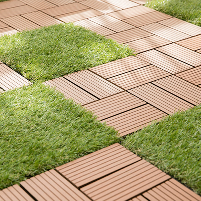 Composite Plank Tiles Striped Pattern Square Deck Flooring Outdoor Patio
