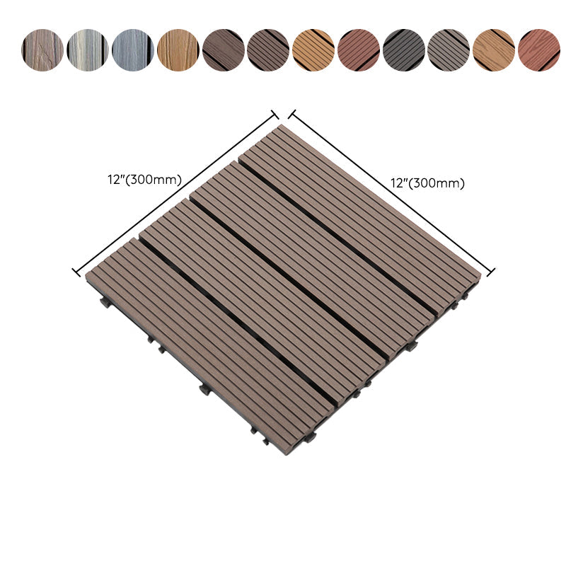Composite Plank Tiles Striped Pattern Square Deck Flooring Outdoor Patio