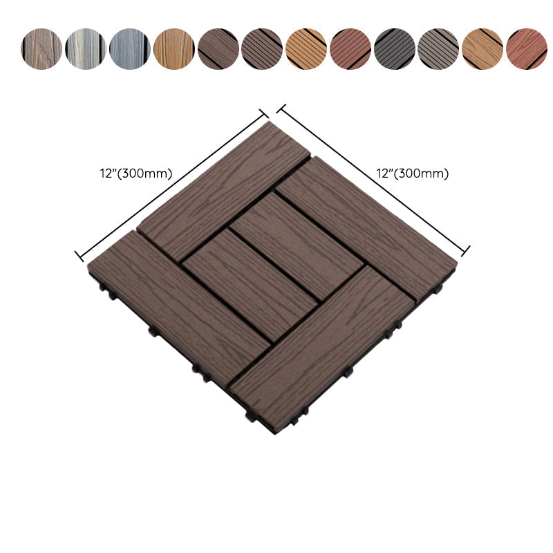 Composite Plank Tiles Striped Pattern Square Deck Flooring Outdoor Patio