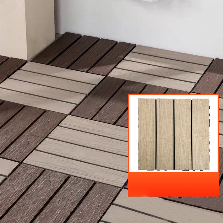 Composite Square Patio Tiles Interlocking Striped Pattern Patio Floor Tiles