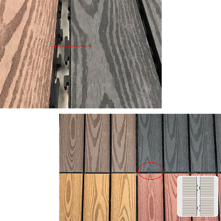 Composite Square Patio Tiles Interlocking Striped Pattern Patio Floor Tiles