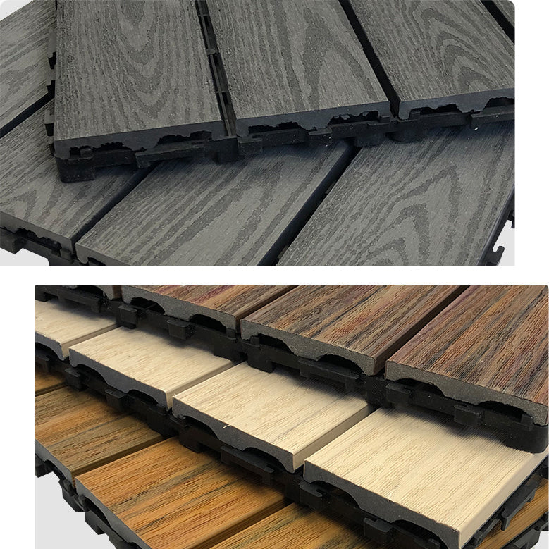 Composite Square Patio Tiles Interlocking Striped Pattern Patio Floor Tiles