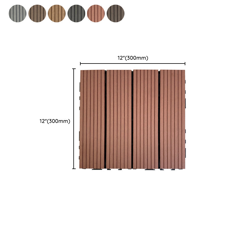 Composite Square Patio Tiles Interlocking Striped Pattern Patio Floor Tiles