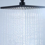 Black Square Fixed Shower Head Modern Style Wall Mounted Shower Head